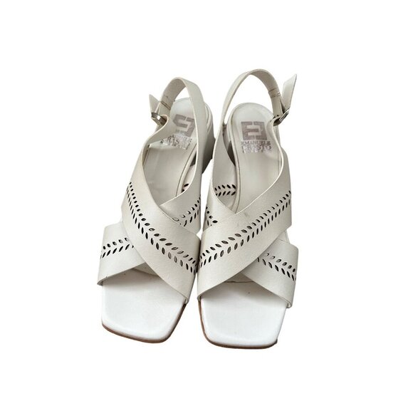 Emanuele Crasto Made in Italy White Leather Sandals Cutout Design With Flaw - Picture 7 of 12